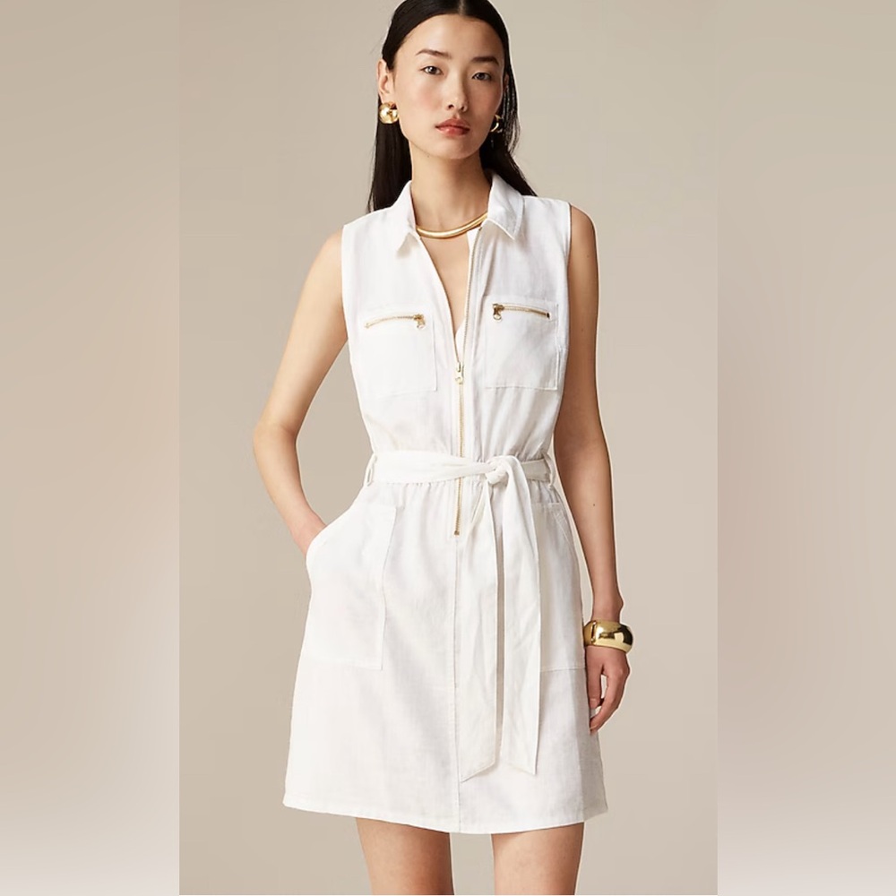 J. Crew Zip-front linen-blend dress